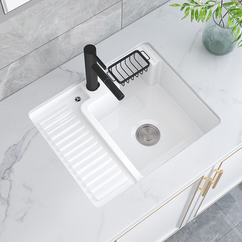Modern Bathroom Sink Porcelain Rectangular Undermount Bathroom Sink with Pop-Up Drain