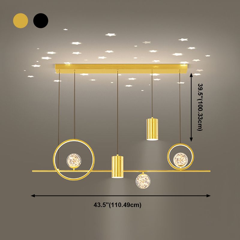 Zeitgenössisches Insel Licht Geometrisches Metall 7-Licht-Insel Deckenleuchte