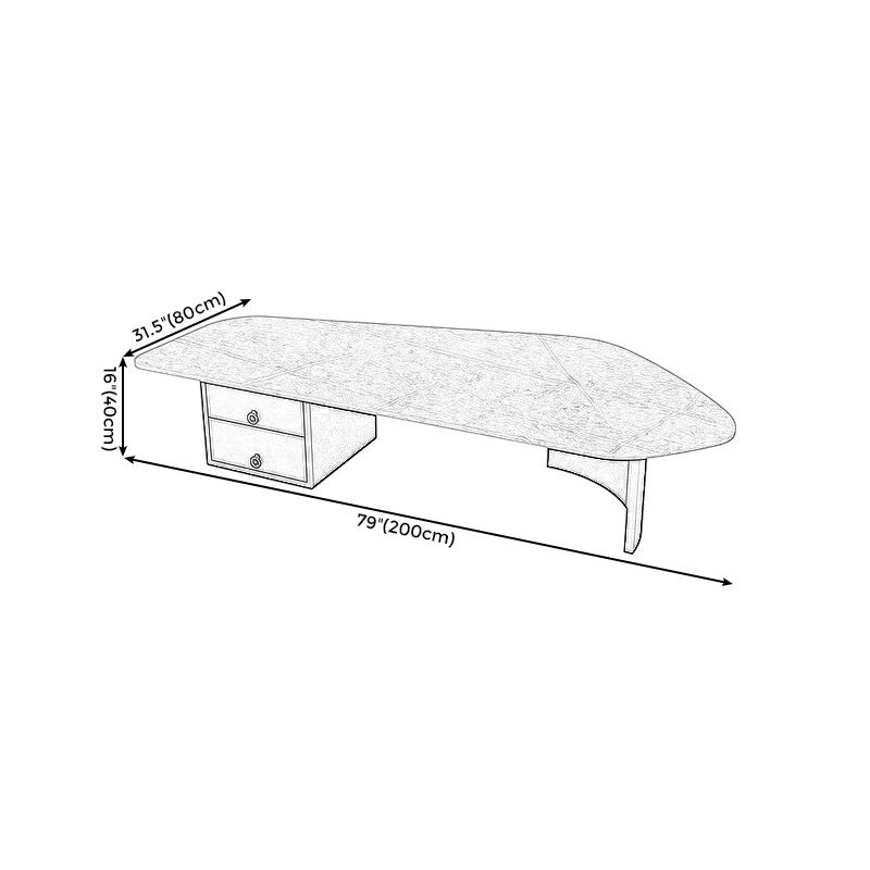 15.7"H Irregular Slate Metal Frame Coffee Table with Drawer for Living Room