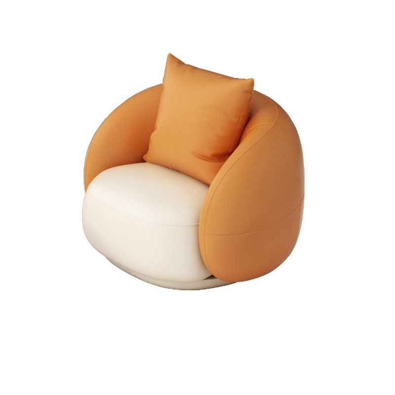 Beige Scandinavian Curved Sofa Tight Back Couch with Tuxedo Arm