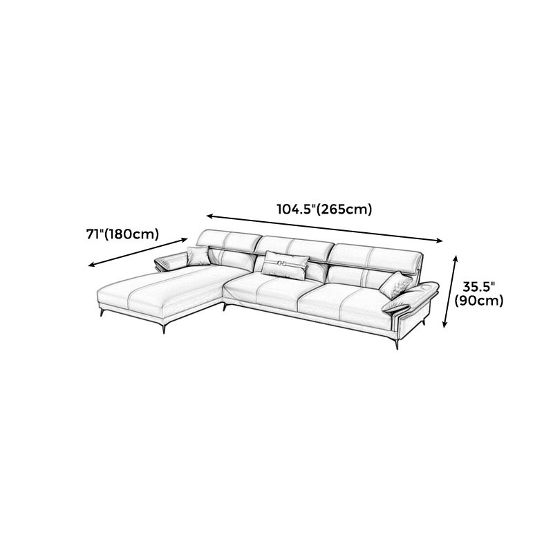 Contemporary Sewn Pillow Back Sofa 35.43"H Pillow Top Arm Sectional