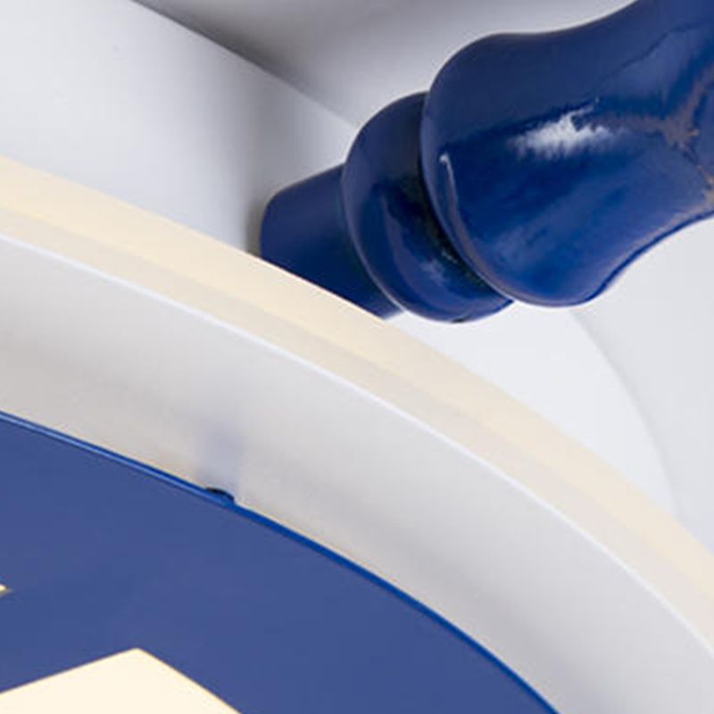 Round Shape LED Ceiling Lamp Kids Style Steel 2 Lights Flush Mount for Bedroom