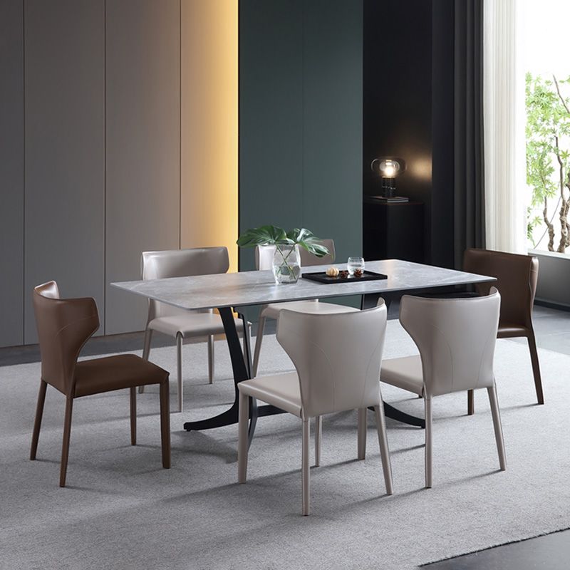 Contemporary Leather Dining Room Chair Wingback Parsons Chair for Home Use