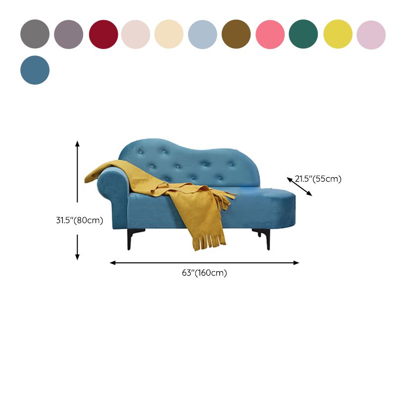 Glam Cushioned Chaise Lounge Round Arms Lounge with 2 Pillows for Living Room