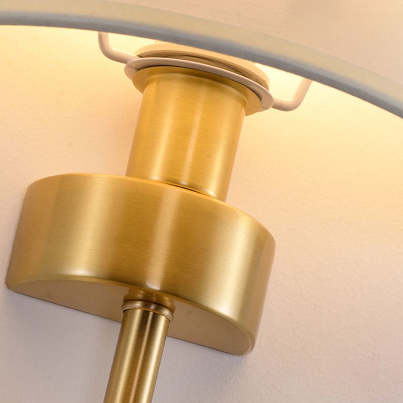 American Messing Wandleuchte Gold 1 Lichtwandlicht mit natürlicher Sackleinen für Schlafzimmer