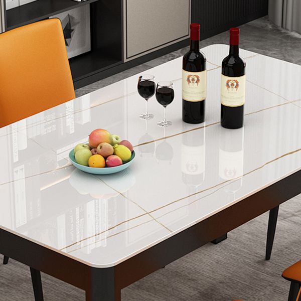 Metal Modern Rectangle Indoor Table Glass Top Table for Dining Room