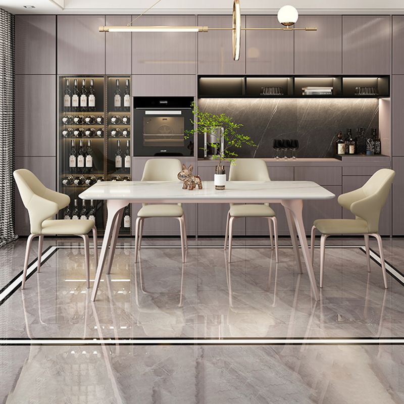 Modern Style 1/4/5/6/7 Pieces Dining Table Rectangle Stone Furniture in White