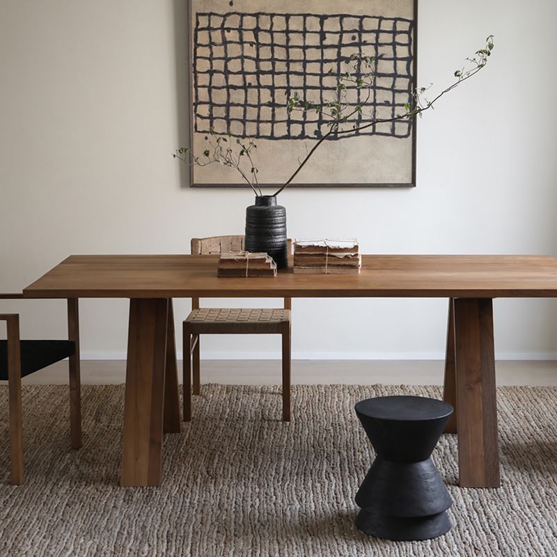 Solid Wood Dining Table Rectangle Modern Dinner Table for Home Use
