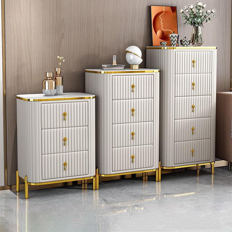 Contemporary Glam Storage Chest Stone Vertical Storage Chest Dresser for Bedroom