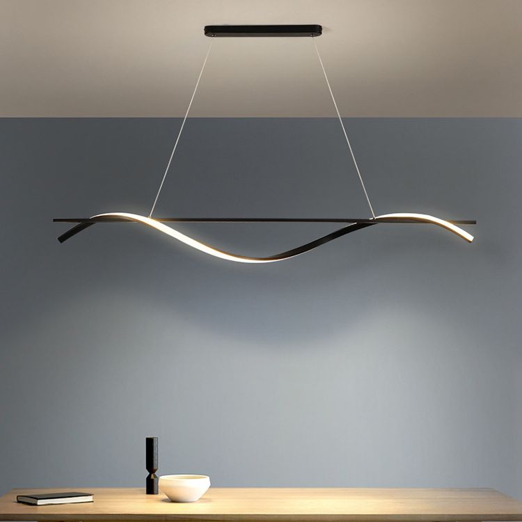 Waves Island Chandelier Lights Contemporary Metallic Chandelier Lighting Fixtures for Dining Table