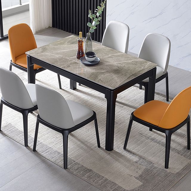 Tavolo da pranzo in pietra sinterizzato in stile contemporaneo 4 gambe tavolo rettangolo di base in legno per casa