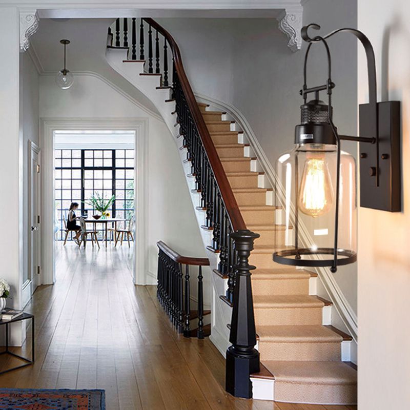 1 Light Metal Wall Light Sconce Industrial Cylindrical Hall And Foyer Wall Mounted Light Fixture