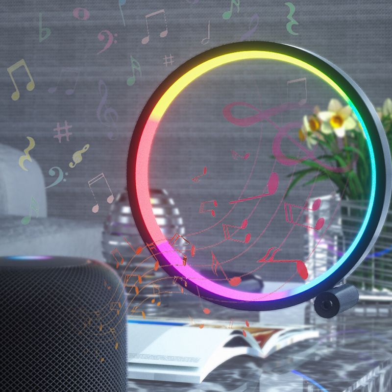 Metal Circle Table Lamp Nordic RGB Musical Rhythm Desk Lamp for Bedroom