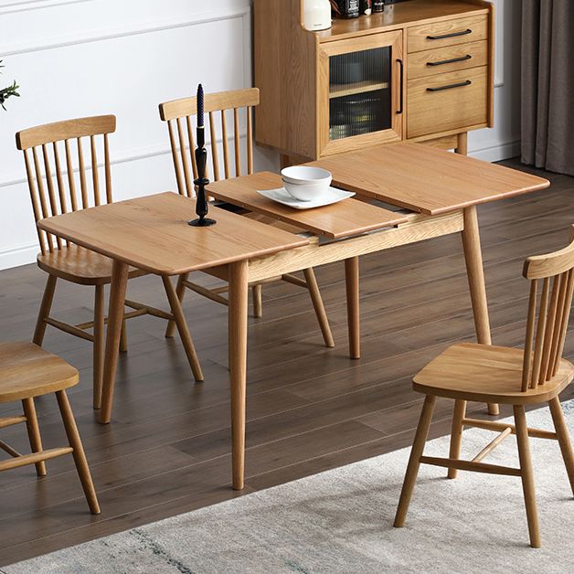 Contemporary Rectangle Dining Table Oak Solid Wood Table with 4 Legs for Dining Room