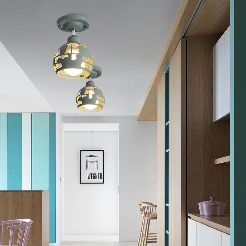Pink / Jaune / Blue Doled Semi-Flush Light MODERN MODERN MODER 1 CEAD LICHING POUR HALLWAY
