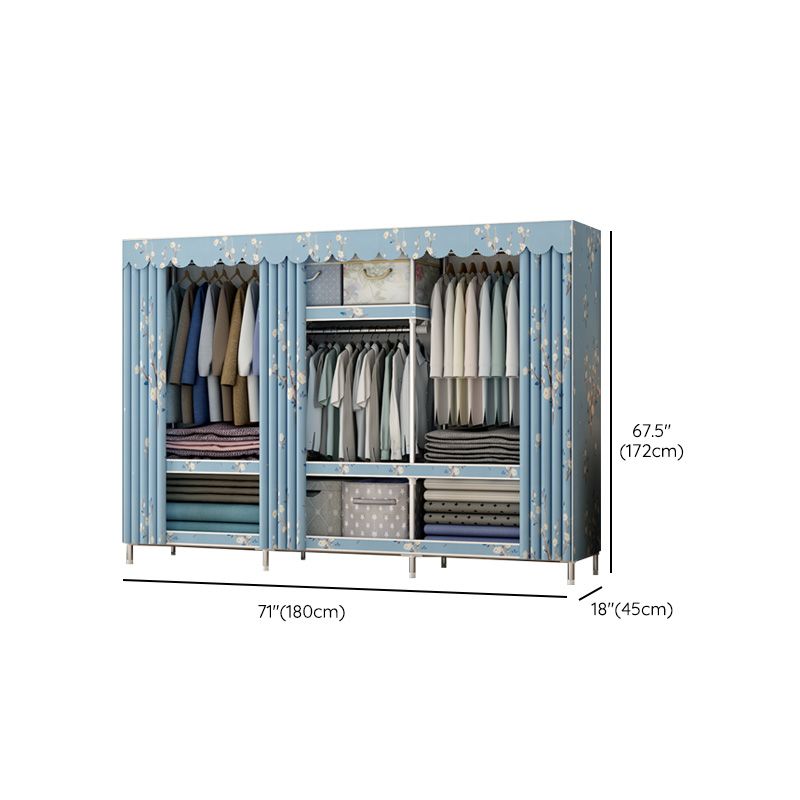 Contemporary Metal Wardrobe Cloth Rod Included Wardrobe Closet with Legs