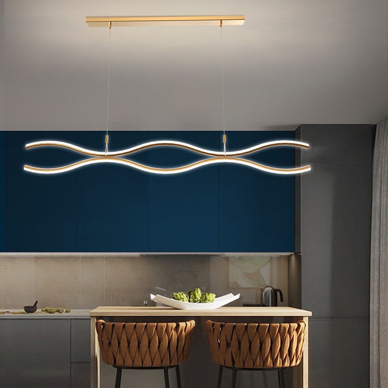 2 Light Linear Island Chandelier Modern Pendant Lighting Metal Island Lights