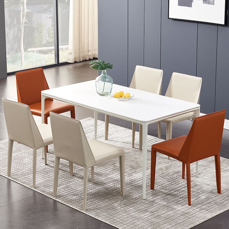 Contemporary Side Chair Faux Leather Solid Back Dining Room Chair for Indoor