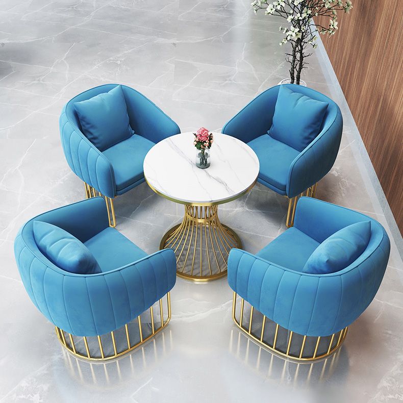 Sintered Stone Scandinavian Dining¬†Room¬†Table¬†Set with Round Table and Metal Base Dinette Set