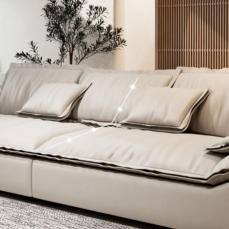 Modernism Pillow Top Arm Sofa Faux Leather Sofa with Pillows