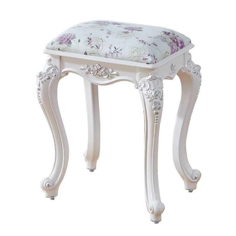 Glam Pouf Ottoman Faux Leather Solid Color Water Resistant Carving Rectangle Pouf