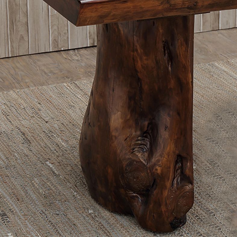 Rectangle Solid Wood Coffee Table Dark Brown Abstract Cocktail Table