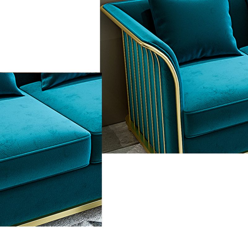 27.5" H Contemporary Velvet Tuxedo Arm Sofa with Pillows for Living Room