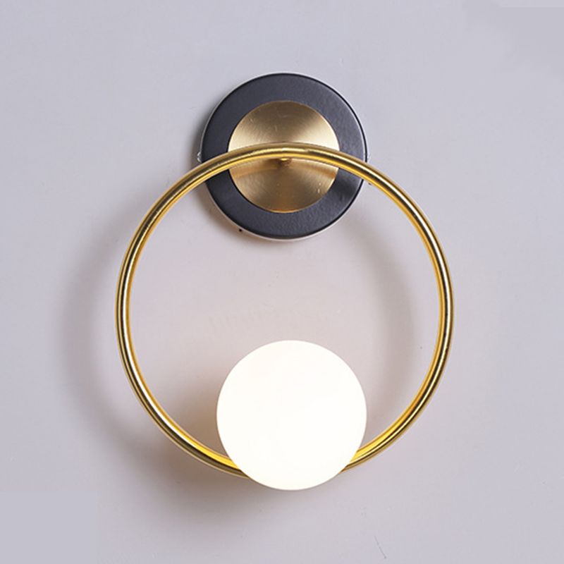 Discina de pared de vidrio blanco 1 lámpara de luz montada en la pared para sala de estudio