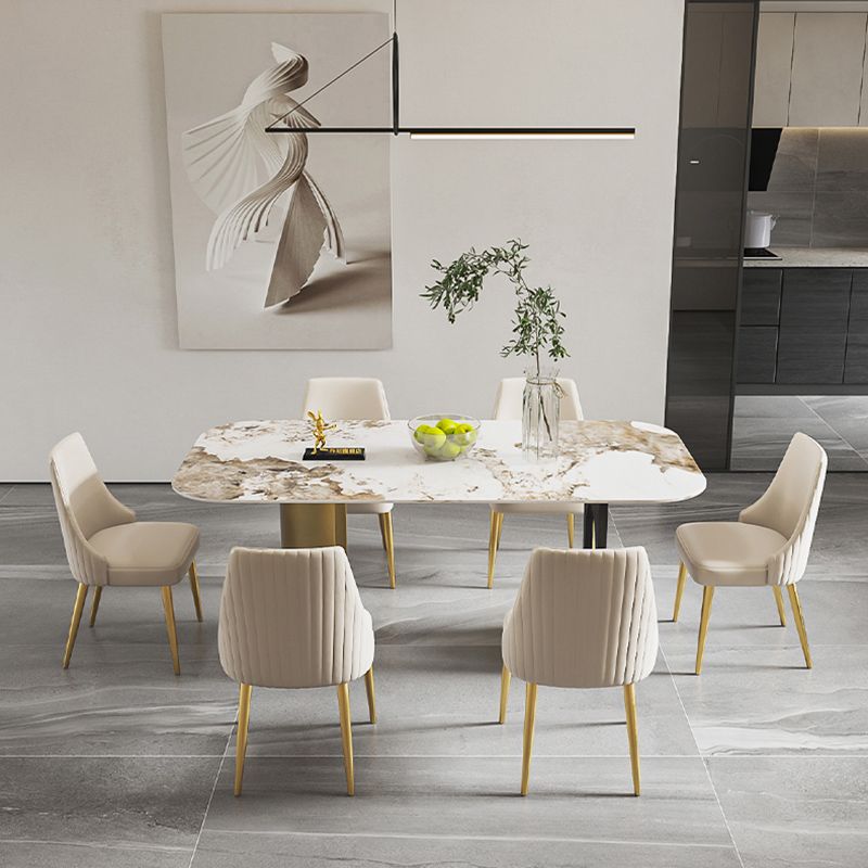 Nordic 1/4/5/6/7 Pieces Dining Set Rectangle Stone Dining Table for Kitchen Dining Room