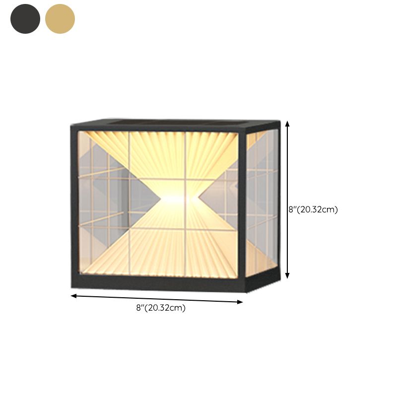 Square Shape Metal Outdoor Lamp Modern Style 1 Light Solar Pillar Light