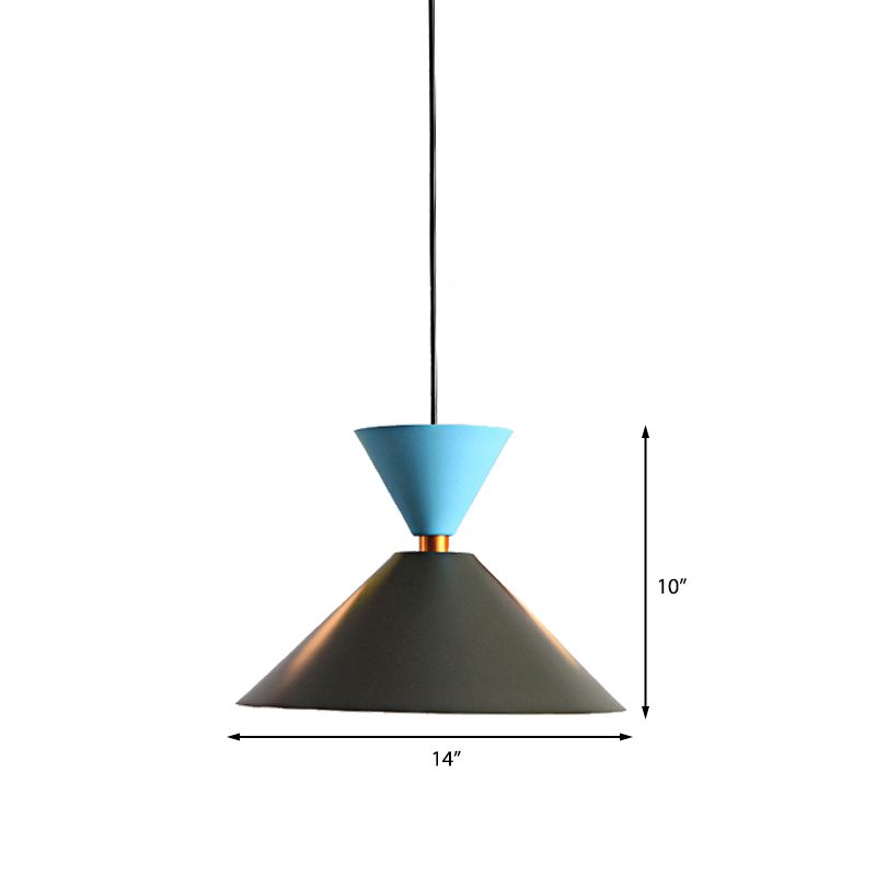 Cono nero/cupola a pendente a sospensione in stile nordico metallo 1 luce soggiorno a soffitto appeso, 2 "/3" diametro