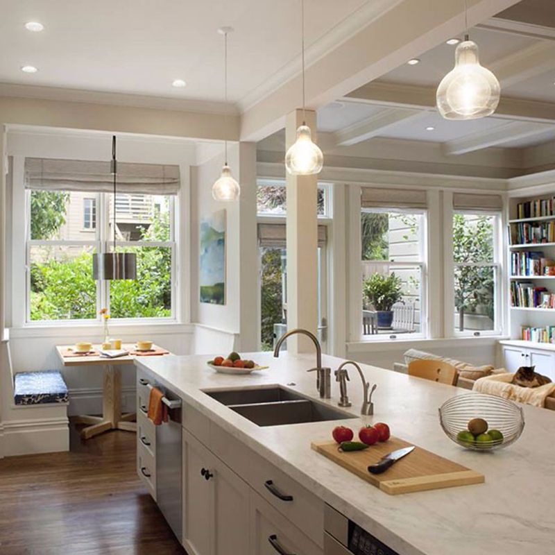 Bulb Glass 1 Light Hanging Light Fixtures Adjustable Wire Pendant Lighting for Restaurant