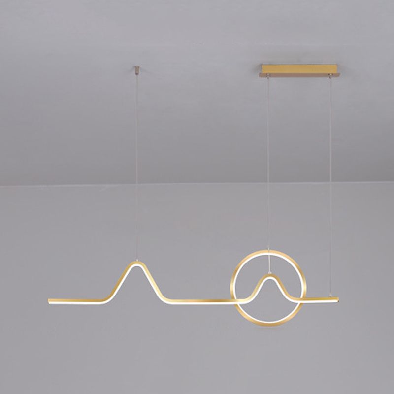 2-Light Modern Island Lighting Golden Metallic LED Ceiling Light for Bedroom