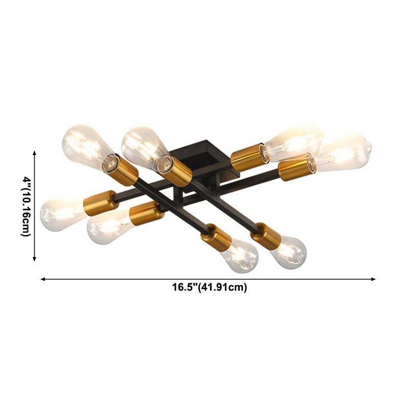 Industrial Linear Semi Mount Lighting Metal Ceiling Mount Light Fixture