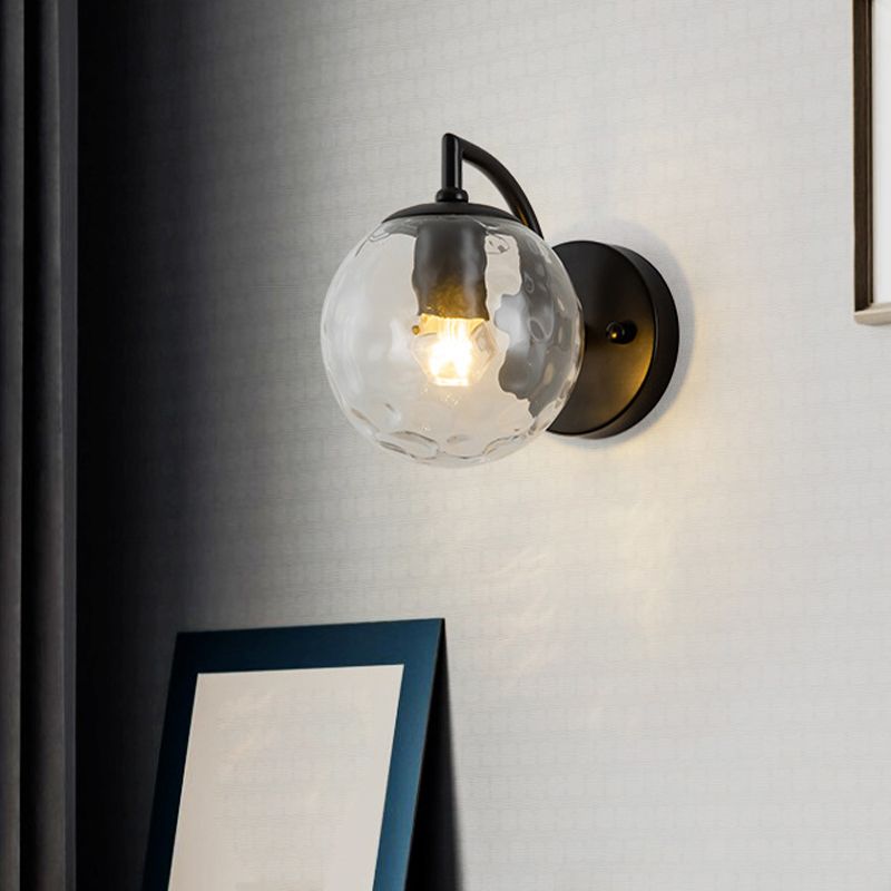 Industrial Style Ball Wall Sconce Glass 1 Light Sconces for Bedroom
