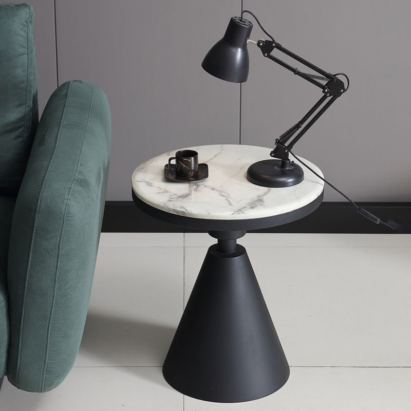 Pedestal Base Design Cocktail Table Marble Table Round Coffee Table with Metal Base