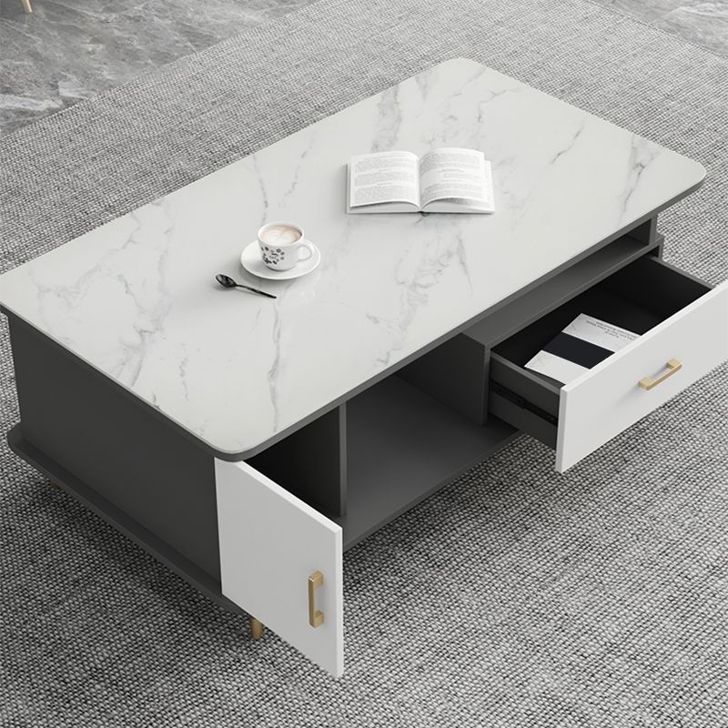 Rectangle Coffee Table Slate Coffee Cocktail Table with Storage Drawers