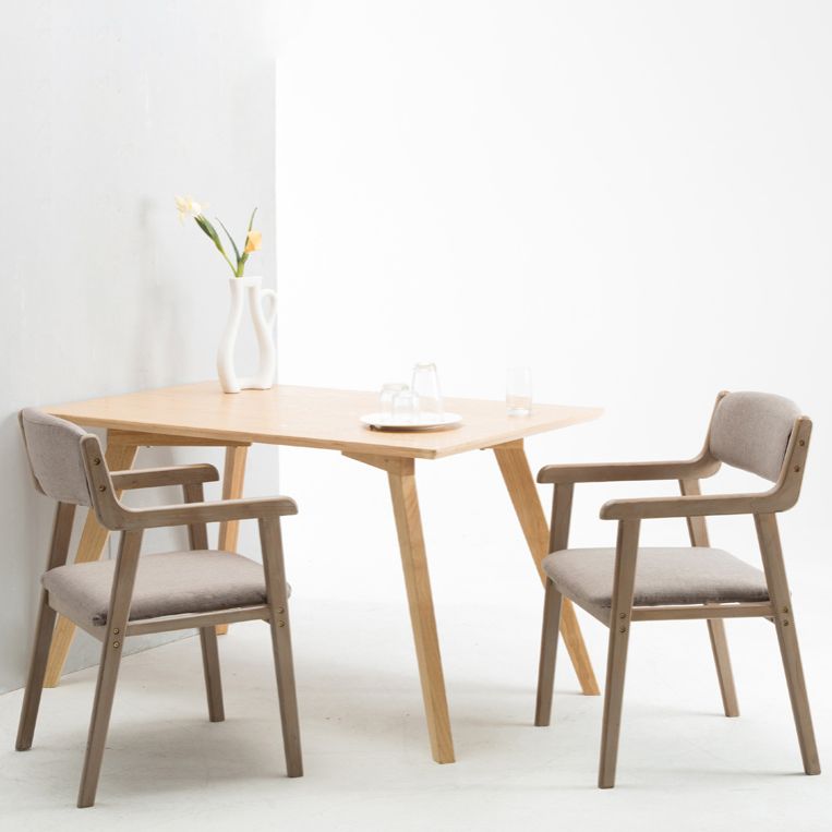 Contemporary Dining Chair 18'' Wide Open Arm Chair with 4 Wood Legs for Home Use
