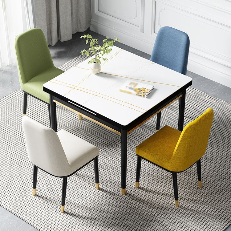 Industrial Style Stone 31.5''Dining Table Square 4 Legs Table for Dining Room