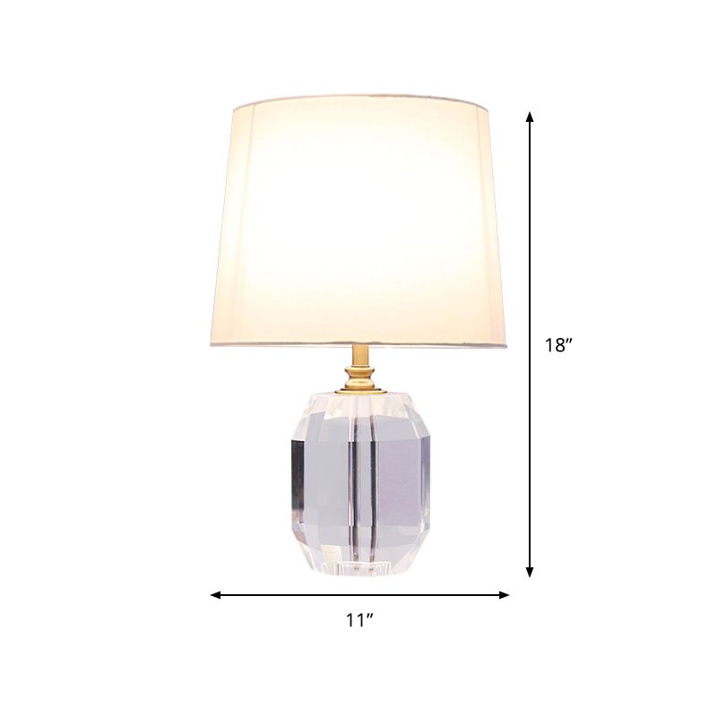 Minimalist Tapered Night Table Lighting Hand-Cut Crystal 1-Head Living Room Nightstand Light in White, 18"/21" Long