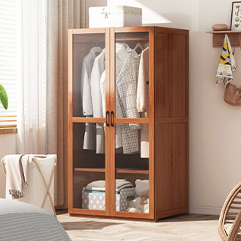 Modern Wardrobe Cabinet Solid Wood Clothes Rail Wardrobe Armoire