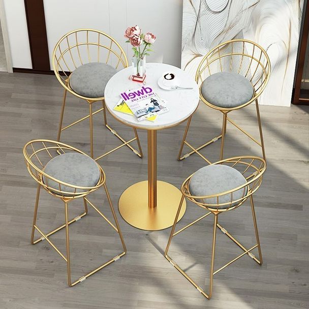 Glam 1/2/5 Pieces Round Bar Table Set Fixed Table Counter Set for Dining Room