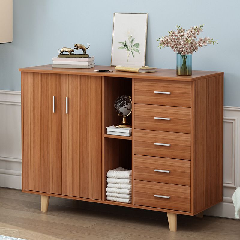 Rectangle Wood Accent Cabinet with 5 Drawers and Straight Legs Side Cabinet