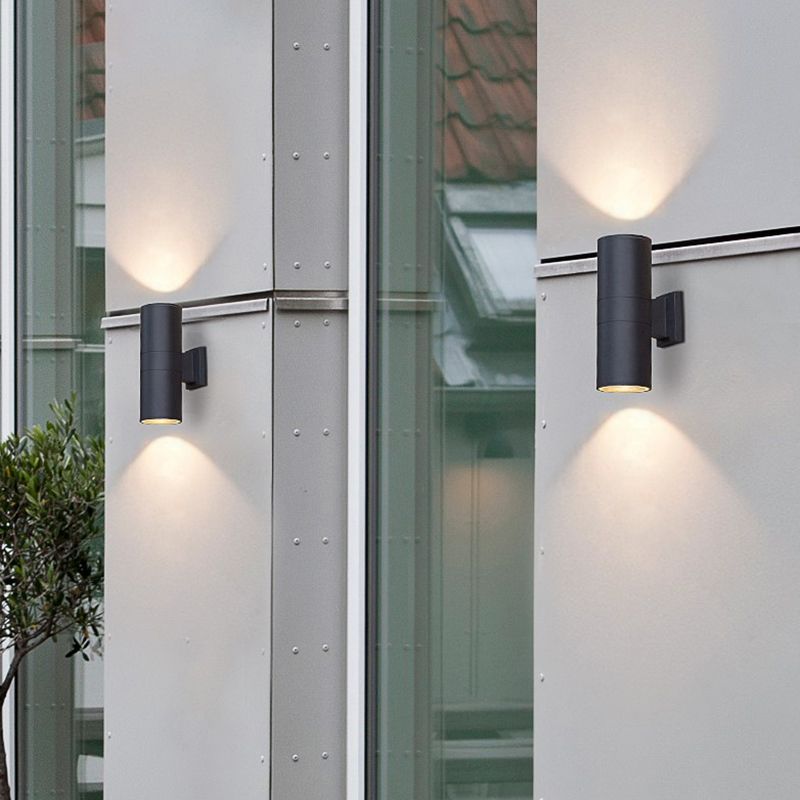 2 Light Cylindrical Wall Sconce Modern Style Metal Wall Lighting for Outdoor
