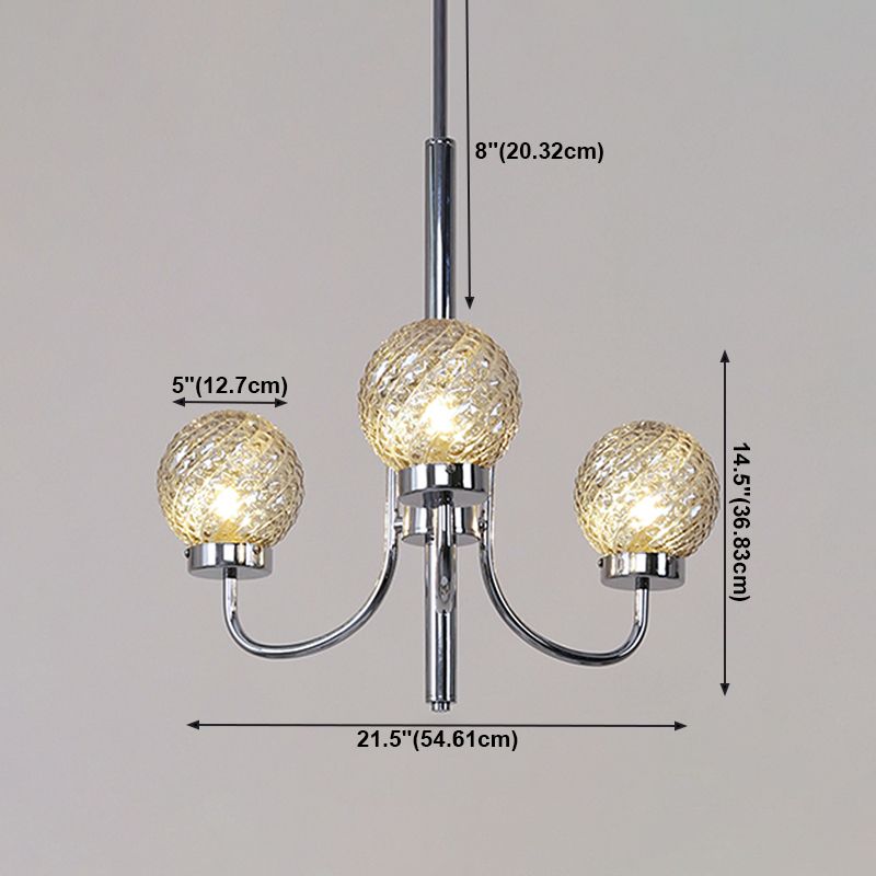 Silver Hanging Pendant Lights Modern Glass Circle Hanging Lamps for Living Room