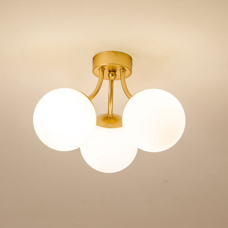 Nordic Modern Minimalist Glass Flush Mount Lamp with Glass Shade for Living Room