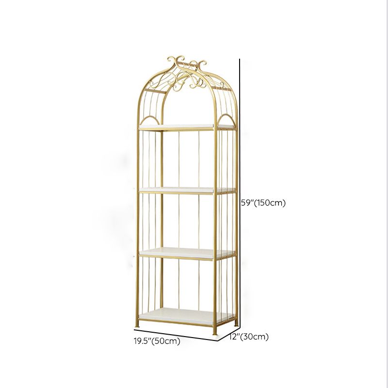 Glam Style Antique Finish Shelf Bookcase Metal Etagere Bookshelf with Shelves