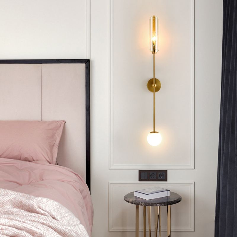 Industrial Glass Globe Wall Light Polish Finish Lighting for Dining Room