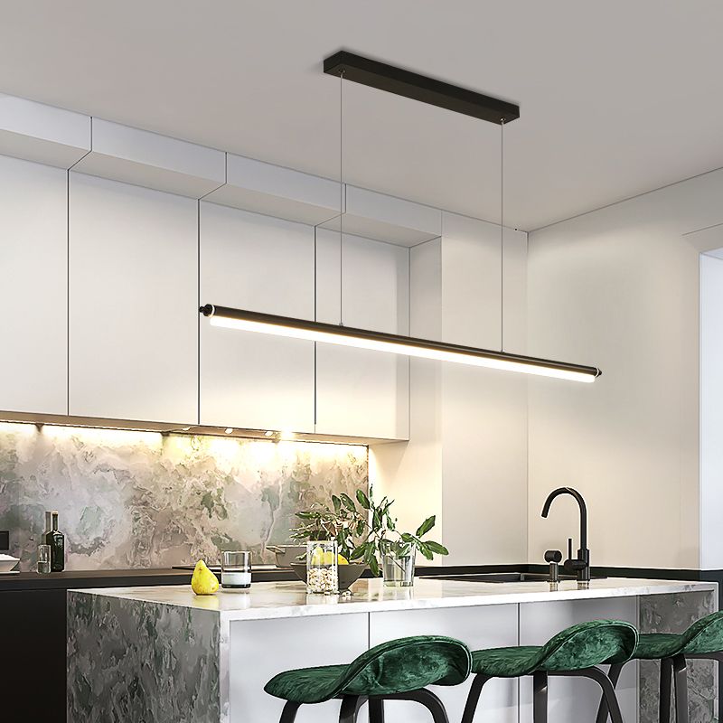 Moderne Aluminium Island Lampe Lineares 1-Licht-LED-Anhänger Licht mit Acrylschatten