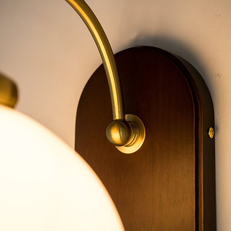 Modern Wood Wall Sconce Flower Shape Vanity Lamp with Glass Shade for Bathroom